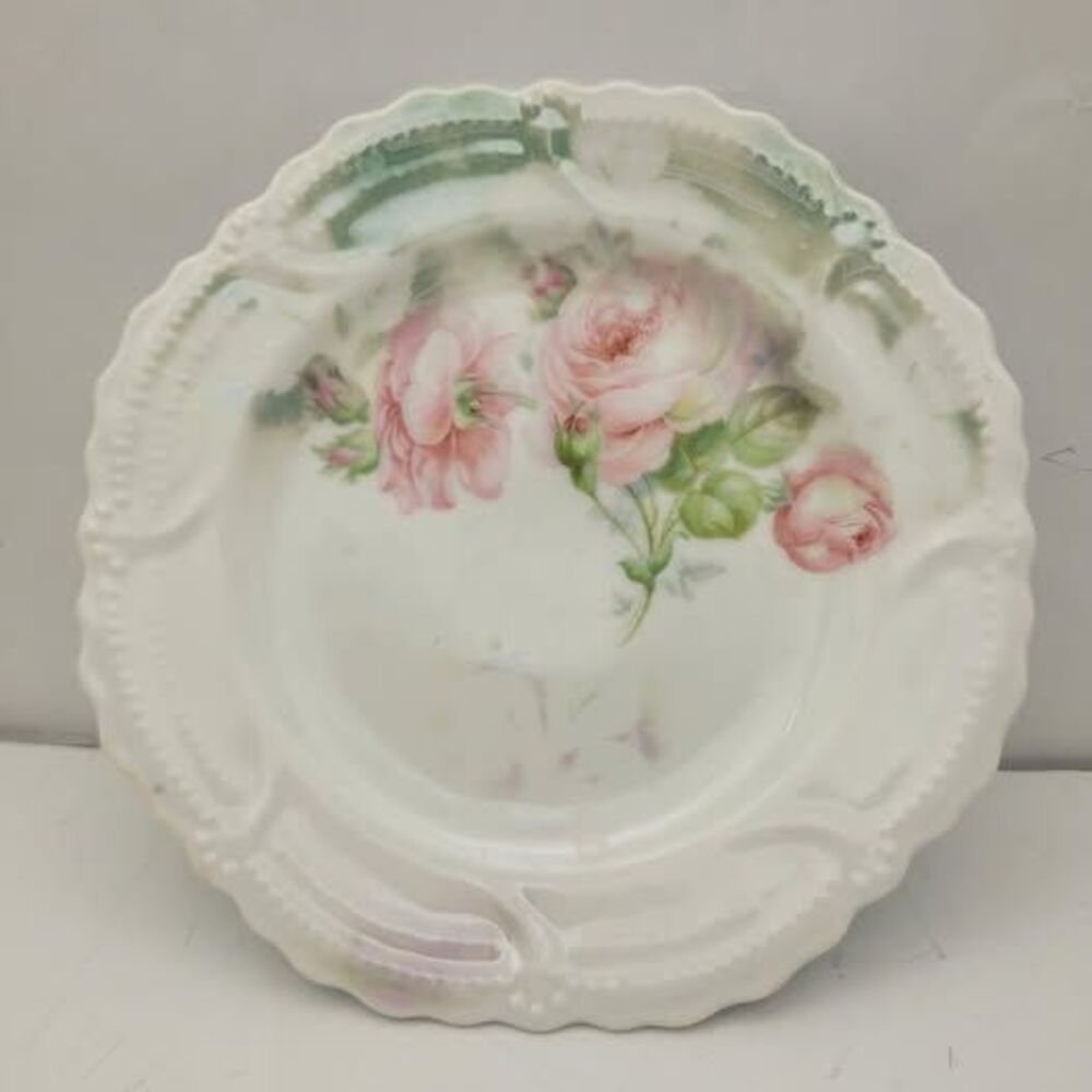 Vintage Leuchtenburg Germany Pink Rose Porcelain Plate